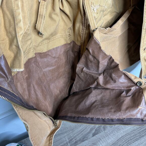 Vintage L.L. Bean Saddle Canvas Chore Coat Mens M Hunting Jacket with Mud Flaps - Picture 10 of 13